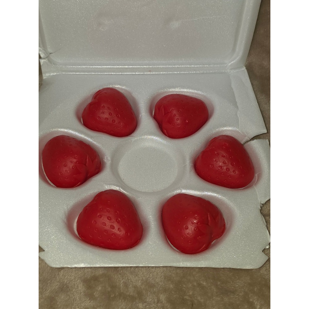 Vintage Avon Strawberry Guest Soap Set of 6 Red Decorative Fruit Soaps in Tray